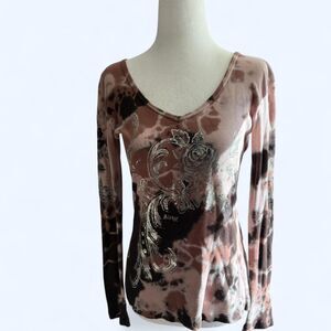 Pink and Black Sledge Long Sleeve Grunge Top